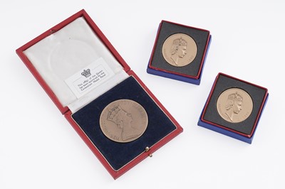 Lot 418 - A collection of three commemorative Queen Elizabeth II coronation medallions