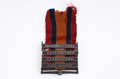 Lot 488 - A Boer War ribbon with four clasps
