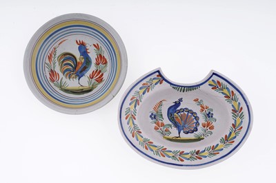 Lot 915 - A French faience barbers bowl and dish