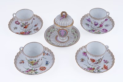 Lot 918 - Four Dresden coffee cups and saucer; and a cabinet cup and saucer