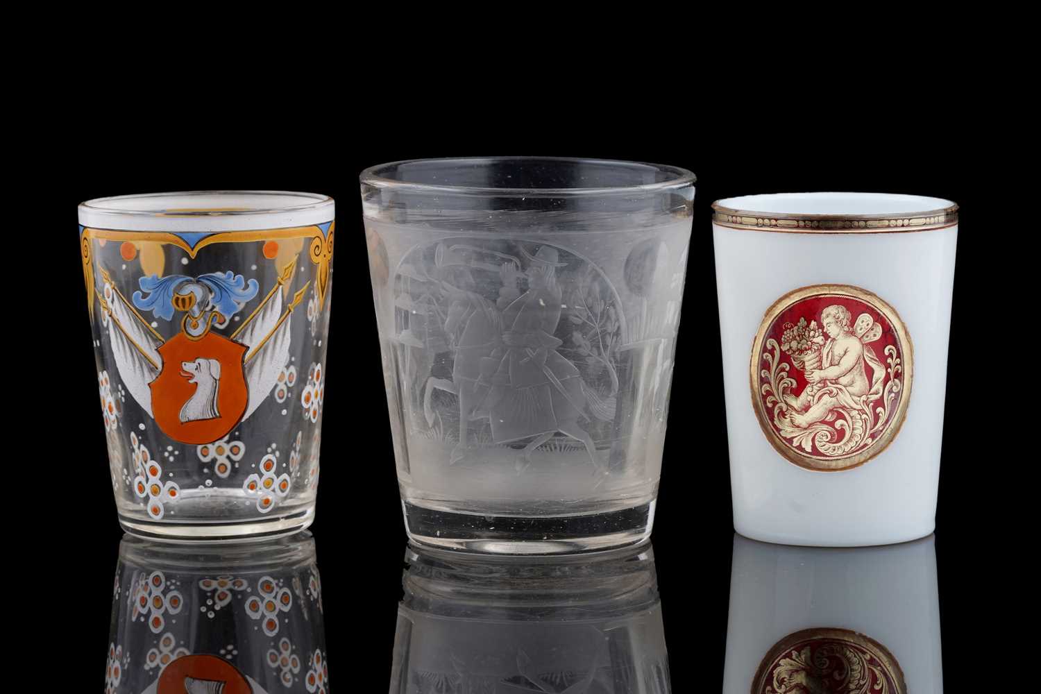 Lot 942 - Three Continental glass beakers