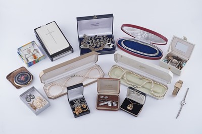 Lot 126 - Costume jewellery and watches including: a Joseph Wiesner paste line necklace