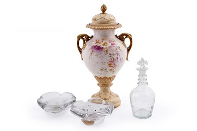 Lot 282 - A pair of Daum Nancy crystal abstract glass candle holders; and other items