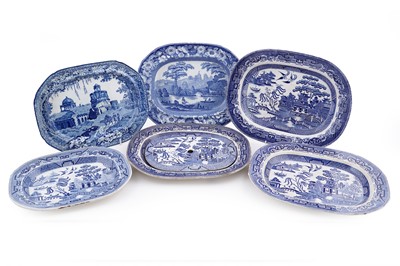Lot 197 - A selection of 19th Century transfer print ‘Willow’ and other pattern meat plates