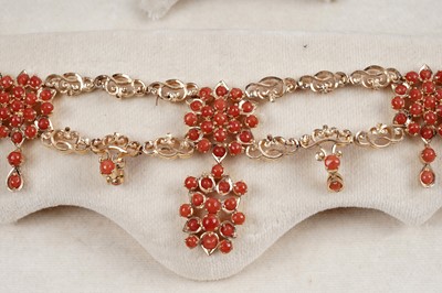 Lot 920 - A coral set high-carat yellow gold Pakistani demi-parure