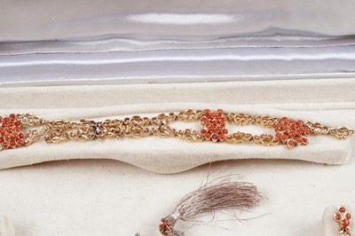 Lot 920 - A coral set high-carat yellow gold Pakistani demi-parure