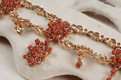 Lot 920 - A coral set high-carat yellow gold Pakistani demi-parure