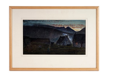 Lot 9 - George Sherwood Hunter - Evening chores at the farm | watercolour