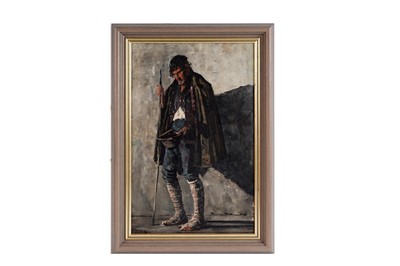 Lot 83 - George Sherwood Hunter - Begger man with staff | oil