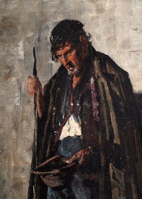 Lot 28 - George Sherwood Hunter - Beggar man with staff | oil