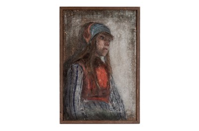 Lot 79 - George Sherwood Hunter - Portrait of a young girl in a red vest | pastel