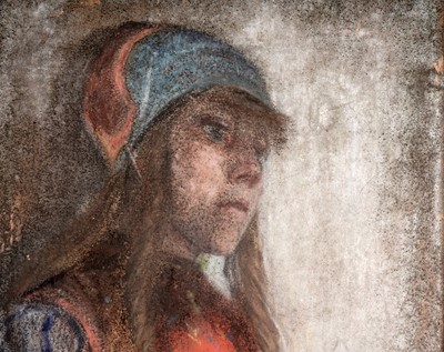 Lot 60 - George Sherwood Hunter - Portrait of a young girl in a red vest | pastel