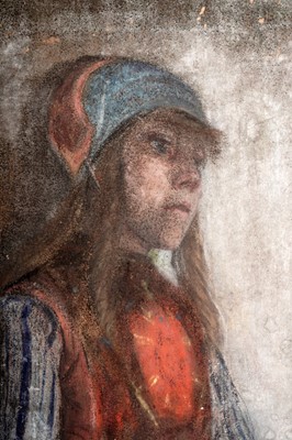 Lot 60 - George Sherwood Hunter - Portrait of a young girl in a red vest | pastel