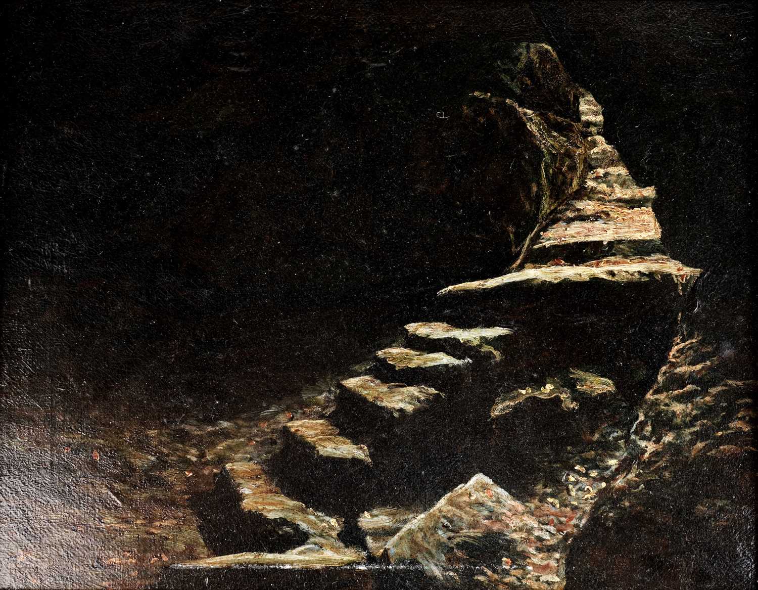 Lot 40 - George Sherwood Hunter - The stone staircase | oil