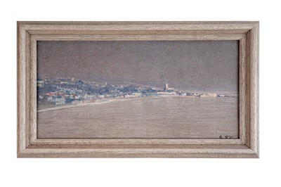 Lot 80 - George Sherwood Hunter - Coastal town with church | oil