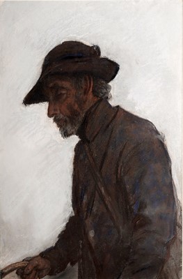 Lot 147 - George Sherwood Hunter - Old man in a jacket and hat | pastel