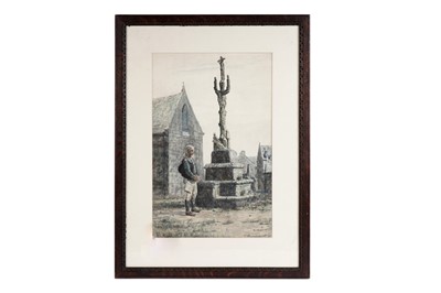 Lot 50 - George Sherwood Hunter - A man standing at a memorial | watercolour