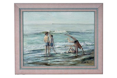 Lot 75 - Santiago Zalabardo - Boys playing on the beach | oil