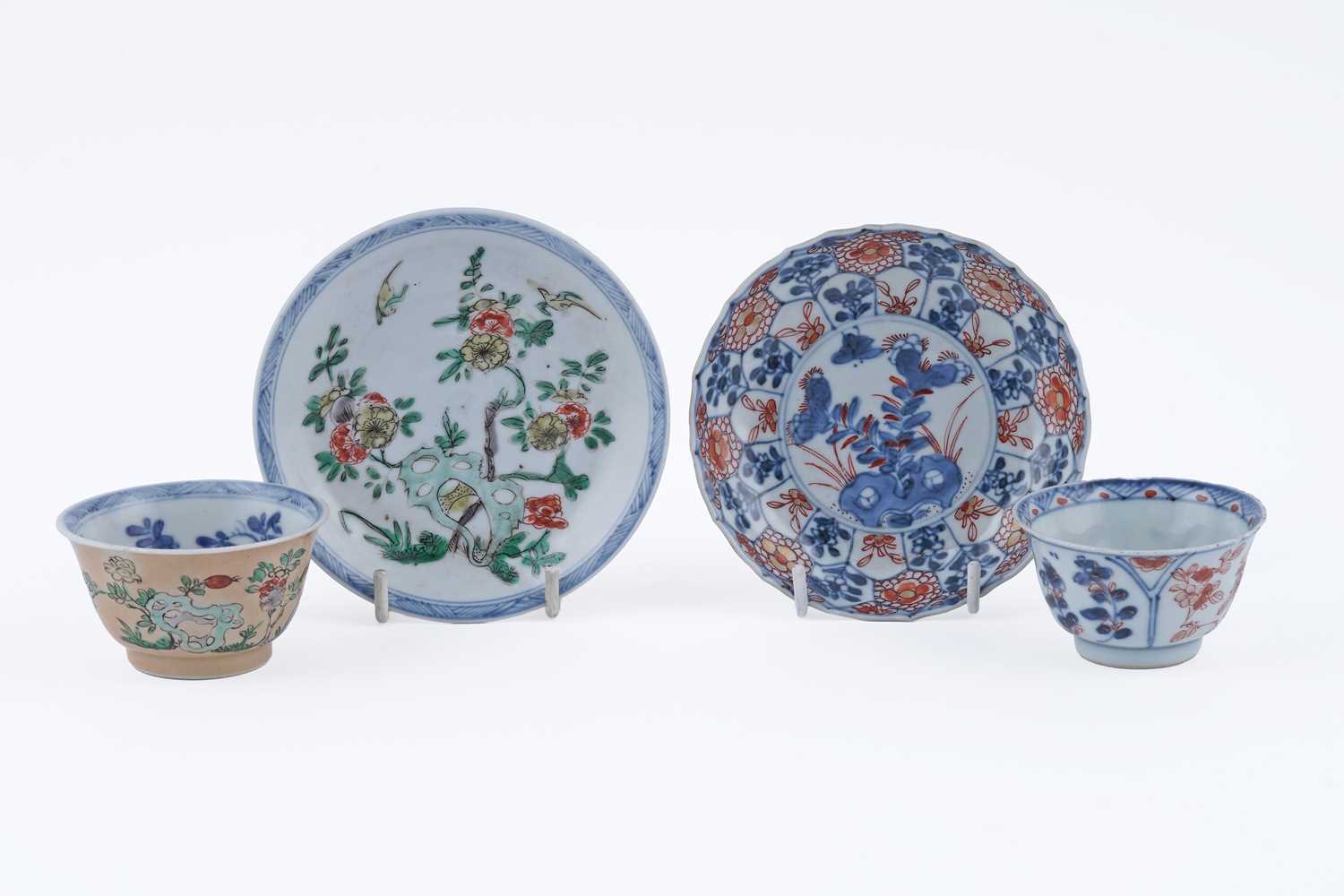 Lot 804 - Two Chinese tea bowls and saucers