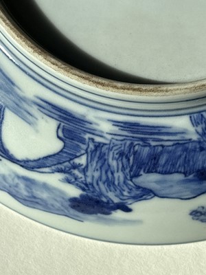 Lot 810 - A Chinese blue and white saucer dish; and a Canton enamel dish