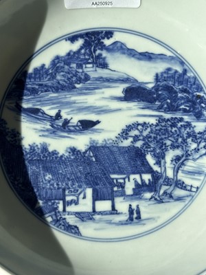 Lot 810 - A Chinese blue and white saucer dish; and a Canton enamel dish