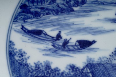 Lot 810 - A Chinese blue and white saucer dish; and a Canton enamel dish