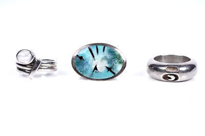 Lot 89 - A Georg Jensen Modernist silver ring designed by Hans Hansen; and others similar