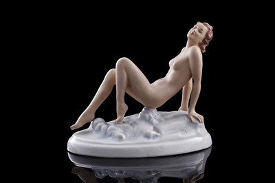 Lot 619 - A Royal Dux figure of a nude bather