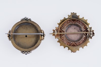 Lot 9 - A Victorian gold Gothic Revival brooch; and a boss-form brooch