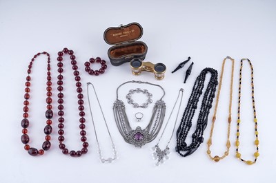 Lot 27 - Edwardian and Art Deco era costume jewellery; and a pair of American opera glasses