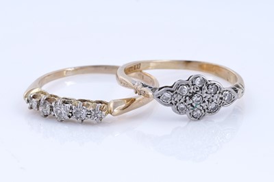 Lot 71 - A 1920's pavé set diamond ring; and a five-stone diamond ring