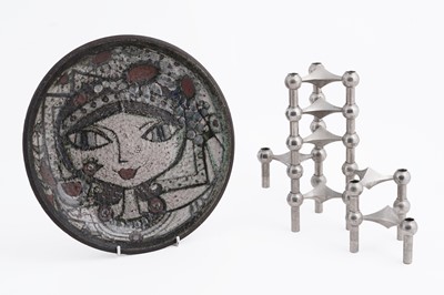 Lot 264 - A stoneware bowl; and a collection of modular taper holders