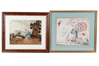 Lot 322 - Two embroidered silk panels