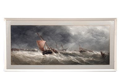 Lot 48 - Alfred Herbert - Fishermen in tumultuous waters | watercolour