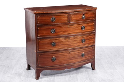 Lot 106 - A George III inlaid mahogany banded bowfront chest of drawers