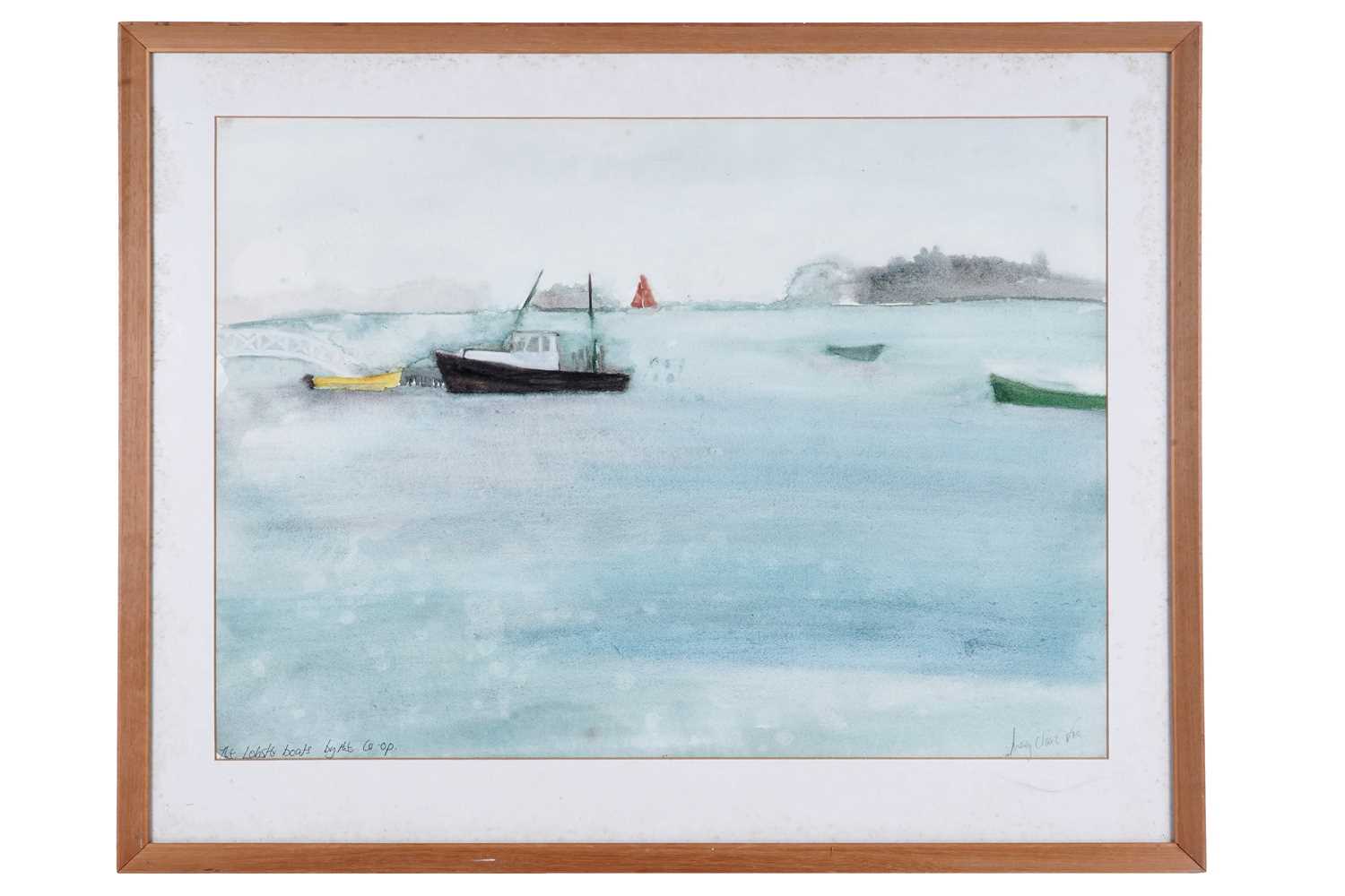 Lot 587 - J.C. Voe - The Lobster Boats by the Co-op | watercolour