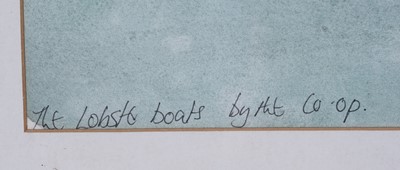 Lot 587 - J.C. Voe - The Lobster Boats by the Co-op | watercolour