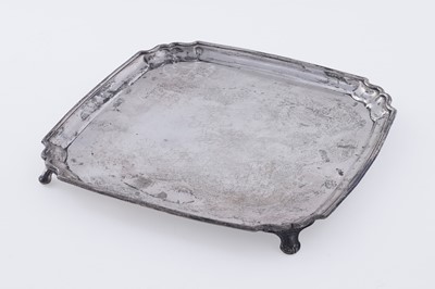 Lot 403 - An Elizabeth II Hamilton and Inches silver card tray