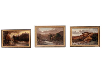 Lot 218 - A collection of three 19th Century landscape oils on canvas