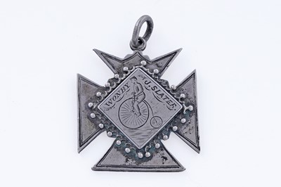 Lot 389 - A Victorian silver prize fob medallion for bicycling on a penny farthing