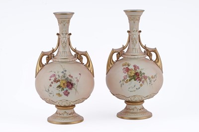 Lot 873 - A pair of Royal Worcester vases