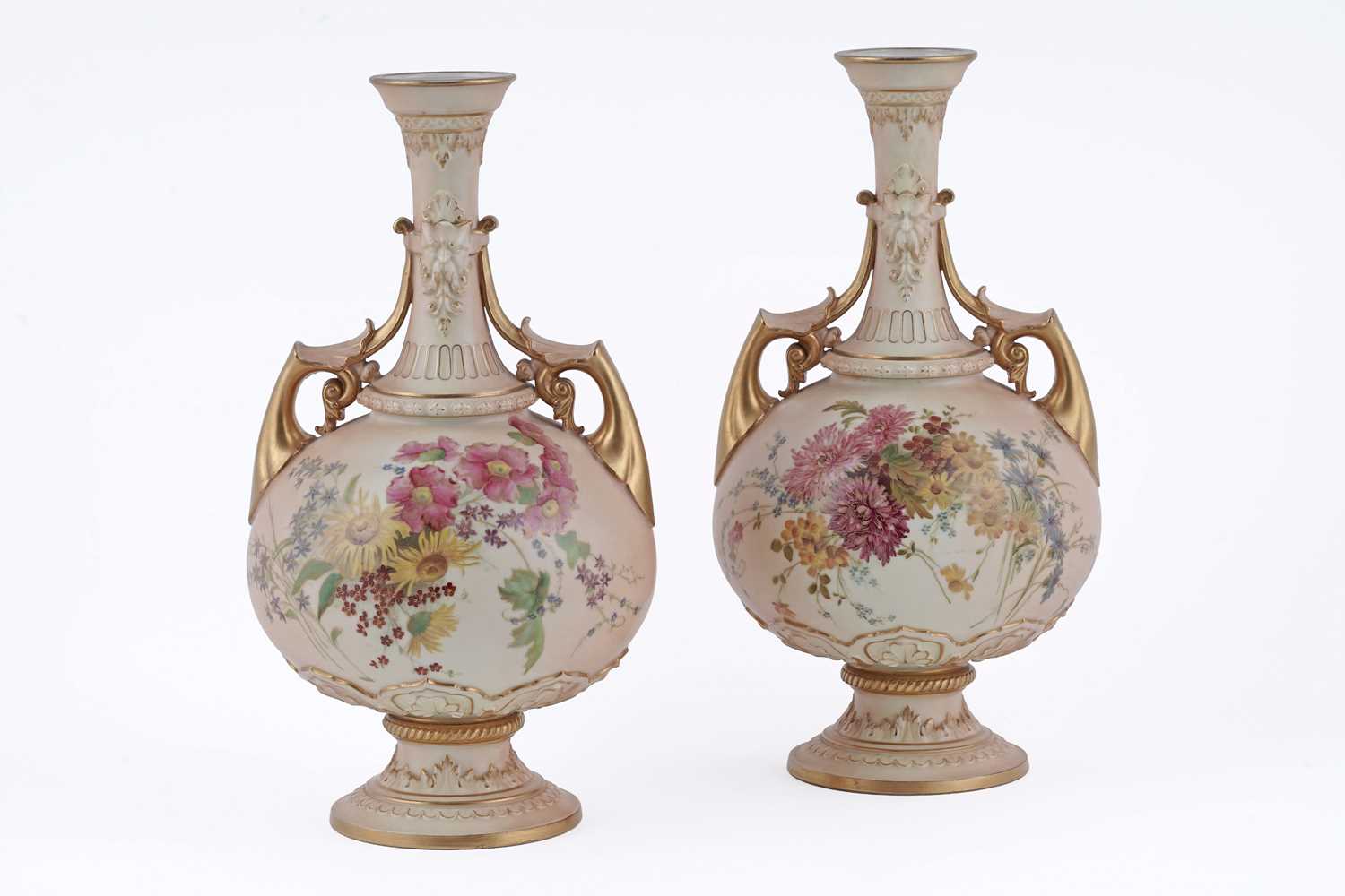 Lot 873 - A pair of Royal Worcester vases