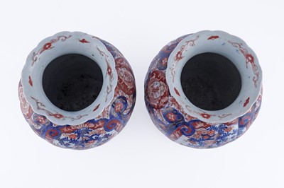 Lot 838 - A pair of Japanese Imari vases
