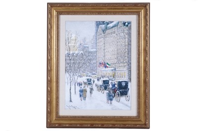 Lot 557 - Guy Wiggins - Softly Falling Snow at the Plaza | lithograph