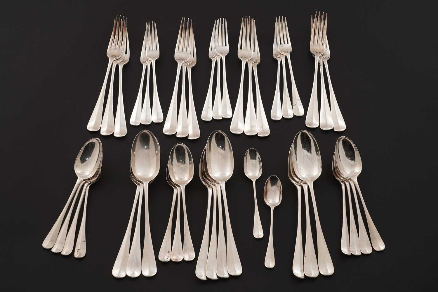 Lot 218 - A Victorian Scottish silver part service of Hanoverian pattern flatware