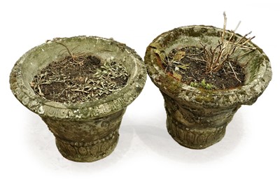 Lot 328 - A pair of neoclassical composite garden urns