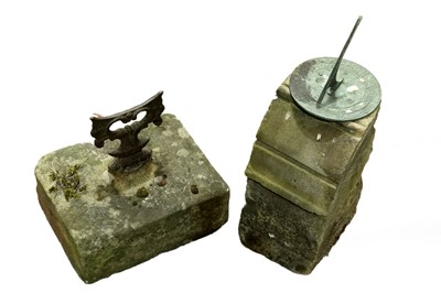 Lot 330 - A 20th Century composite and cast metal boot scraper; and a 20th Century sun dial