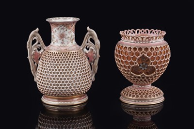 Lot 930 - Two Zsolnay reticulated vases