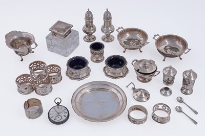Lot 415 - Early 20th Century and later silver, including: a pocket watch