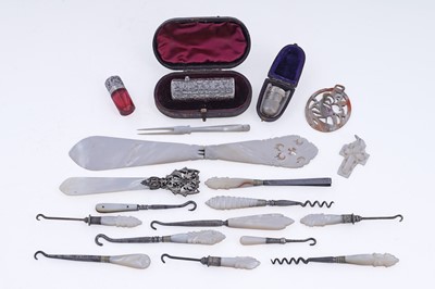 Lot 393 - Victorian silver and mother of pearl objects of virtue